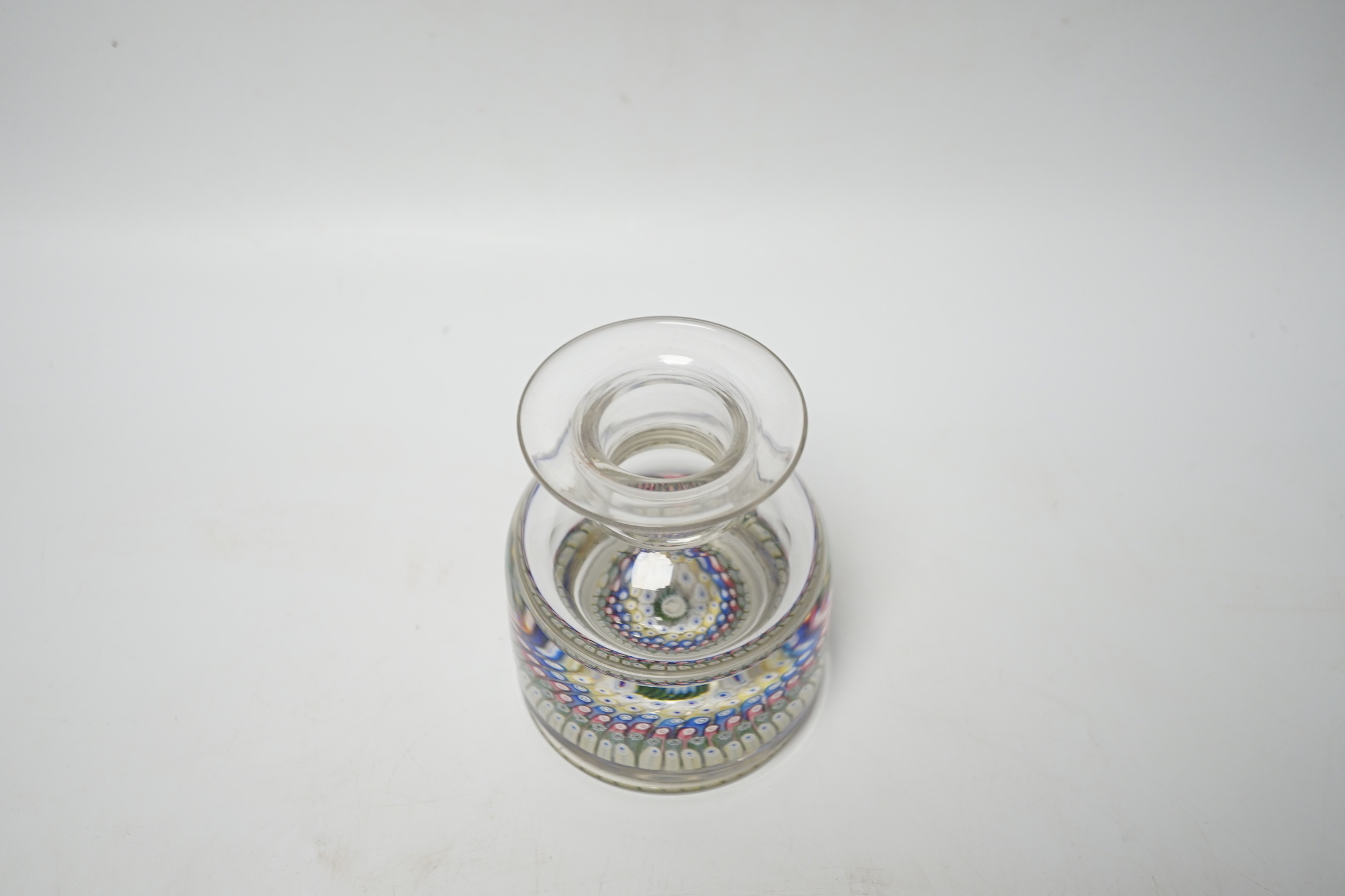 A Bohemian millefiori glass ink bottle and stopper, circa 1900